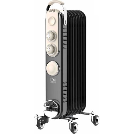Radiateur bain d'huile 802000 2000W – Programmation thermostat électronique – 3 allures de chauffe – Protection surchauffe et basculement – Drexon (1/2)