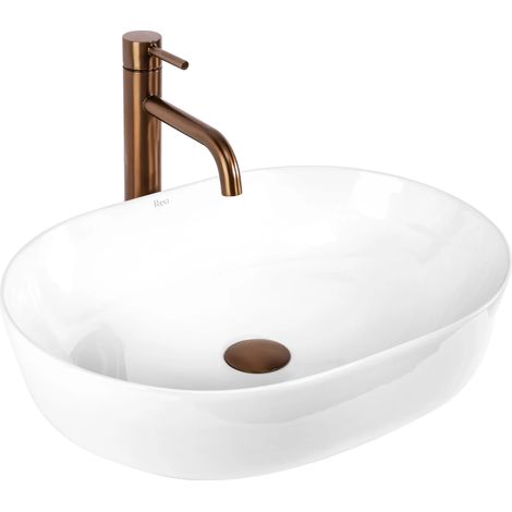 Rea Ceramic Countertop Basin Cleo 50 White (1/5)