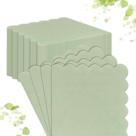 Grüne Servietten, 120 Stück. Salbeigrüne Servietten, ideal für Geburtstage, Hochzeiten und Picknicks. (1/5)