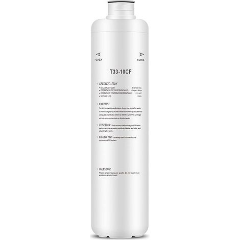 Naturewater T33-10CF Filtre en ligne à bloc de charbon actif – 80 x 80 x 360 mm – Insert de filtration – Filtre de rechange pour Eau potable – Système d’osmose inverse (1/2)