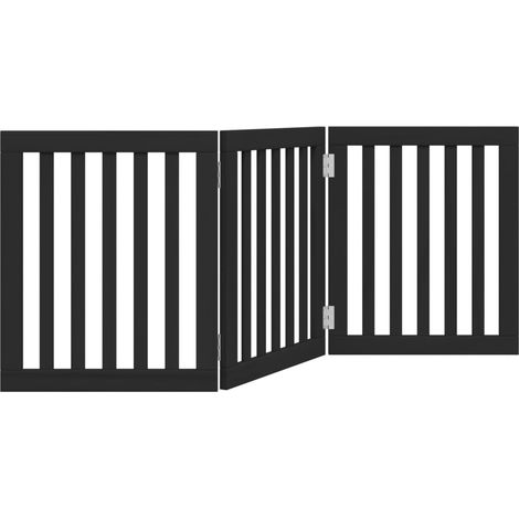 Barrière de sécurité pour chien animaux de compagnie pliable 3 panneaux bois de peuplier noir (1/5)