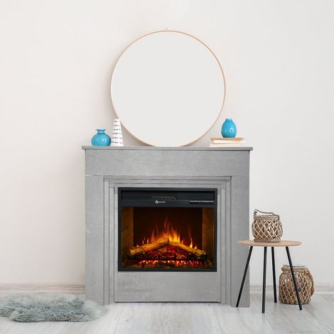Elektrischer Kamin Sturno, Heizfläche 30 m², Leistung (kW) 0,9/1,8, Innenbereich, 96x35x96h cm Beton-Grau (1/5)