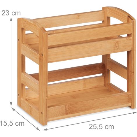 Portaspezie 2 livelli cucina 30 x 10 x 15 cm poco ingombrante stile accogliente in bambù naturale 130013424