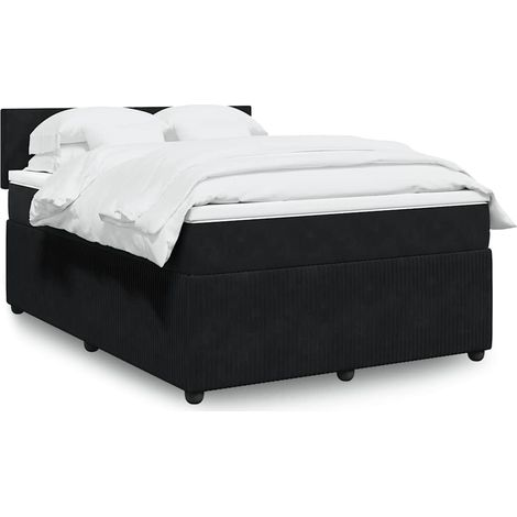 vidaXL Sommier à lattes de lit avec matelas Noir 140x190 cm Velours (1/5)