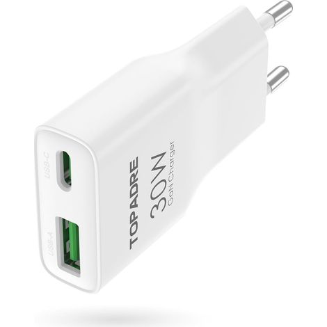 Chargeur USB C 30W Mini,2 Ports Prise USB C Rapide pour 17/17 Air/16/15/14/13/12/11 Pro Max/Plus/X, pour Galaxy S25/S24/S23/S22 (1/5)