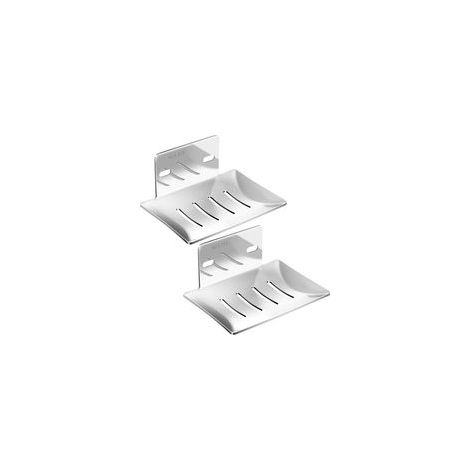 Porte-savon mural – étagère à savon pour douche et salle de bain, en acier inoxydable 304, pour salle de bain et cuisine, argent, lot de 2 (1/5)