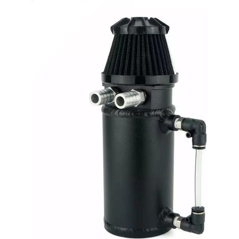 Universal car oil catch can with mushroom filter, aluminum alloy, 0.4L, for recycling secondary air intake systems. (1/4)