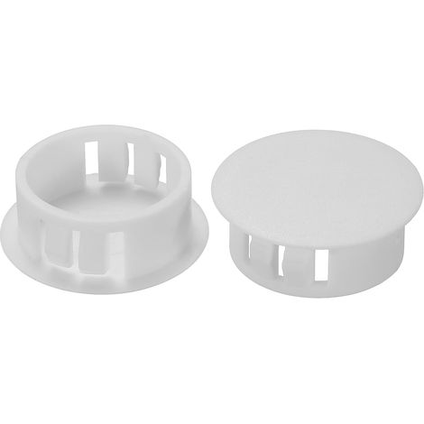 Bouchons de trou en plastique, 200 pièces, 25 mm (1 pouce), bouchons plats à encliqueter pour trous ronds, cache pour meubles, placards et cuisine, couleur gris (1/4)