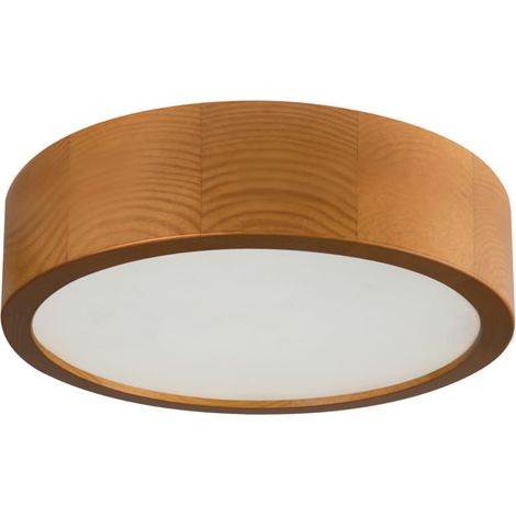Plafonnier rond bois clair/verre blanc Kanlux Jasmin E27 (1/5)