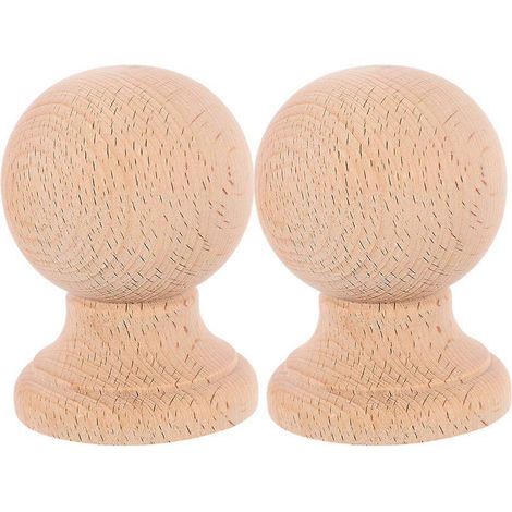Lot de 2 boutons décoratifs en bois massif à motif boule. Compatibles avec les meubles, ces boutons en bois dur non traité conviennent également aux escaliers intérieurs. Élégants boutons en bois coul (1/4)