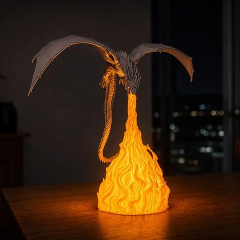 Lampe Dragon Flamant Rose, Veilleuse Dragon Fantastique, Lampe Décorative LED pour Chambre, Bureau et Salle de Jeux - Modèle B (1/3)