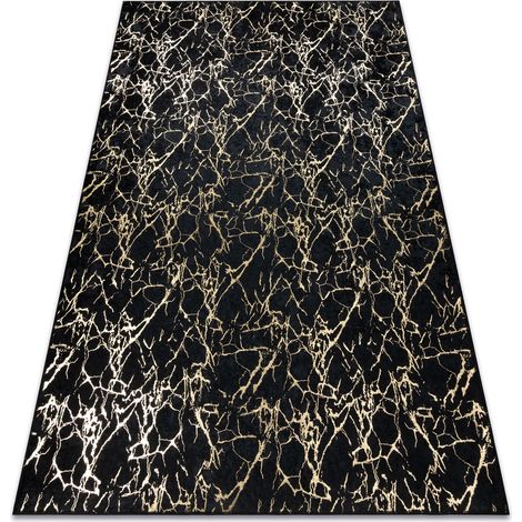 MIRO 11111.2106 Waschteppich Marmor, glamour Anti-Rutsch - schwarz / gold black 120x170 cm