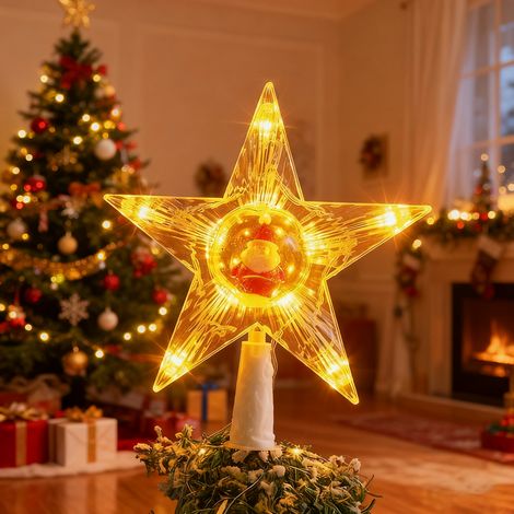 Décoration de sapin de Noël avec LED, Étoile décorative pour sapin de Noël, Décoration de Noël à piles, Lumière LED pour sapin de Noël, lumière chaude (1/5)