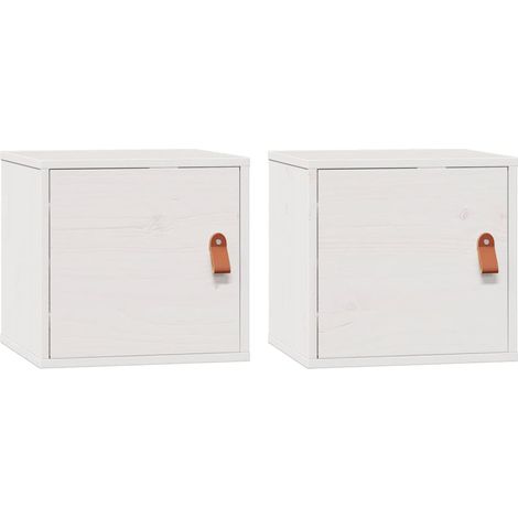 Pensili 2pz Bianchi 31,5x30x30 cm in Legno Massello di Pino vidaXL (1/5)