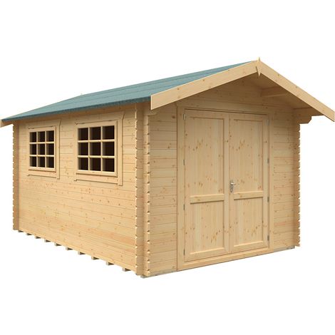 14x10 The Marlborough 28mm Cabin - L415 x W295 x H261.6 cm - Solid Wood/Softwood/Pine - Natural