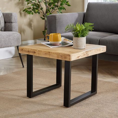 Rectangular Mango Wood Table Solid Iron Legs Small 55cm Home Living Furniture (1/5)