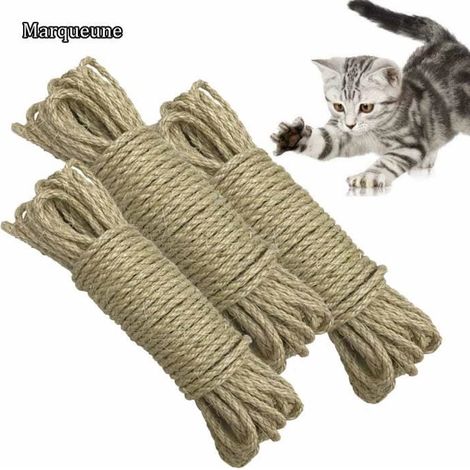 1 Rouleau Corde Sisal 6mm 30m Naturel Résistant pour Arbre à Chat et Meubles