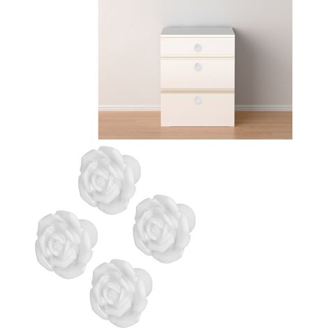 Tirador de cerámica para puertas – 4 piezas, diseño rosa y blanco – dimensiones 40 x 30 mm, para armarios y muebles de almacenamiento. (1/5)