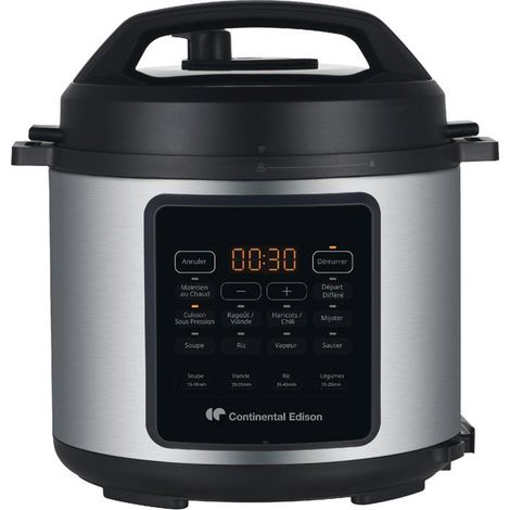 Multikocher Schnellkochtopf - CONTINENTAL EDISON - CEMCSP10006L - 6 L - 1000 W - Schwarz und Edelstahl