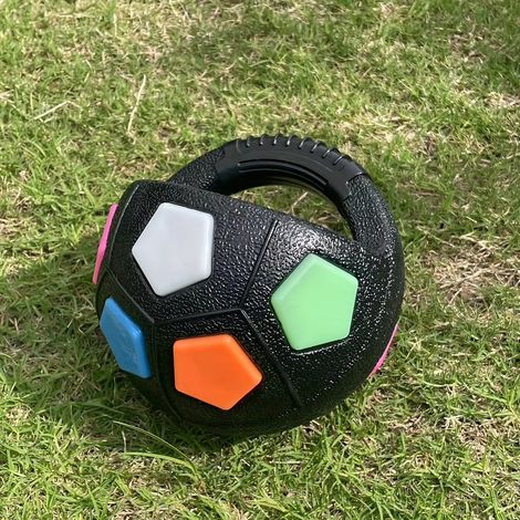 Juguetes para perros con forma de balón de fútbol, juguetes resistentes y duraderos para la dentición y el adiestramiento, juguetes que emiten sonidos. (1/5)