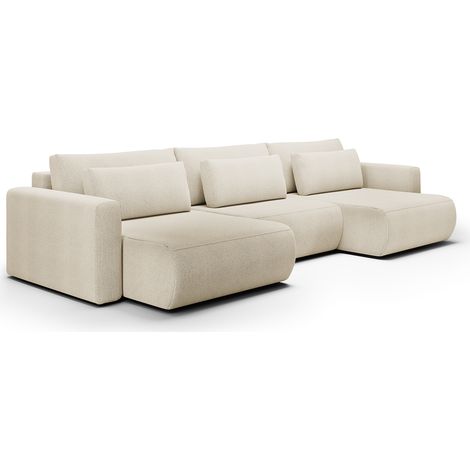 Canapé U 4 places convertible coffre Evy Beige (1/5)