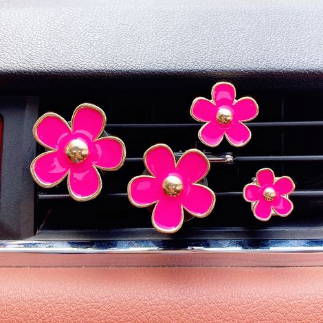 4. Clip de ventilation en forme de fleur de marguerite, Clip de sortie de climatisation, voiture rose (1/4)