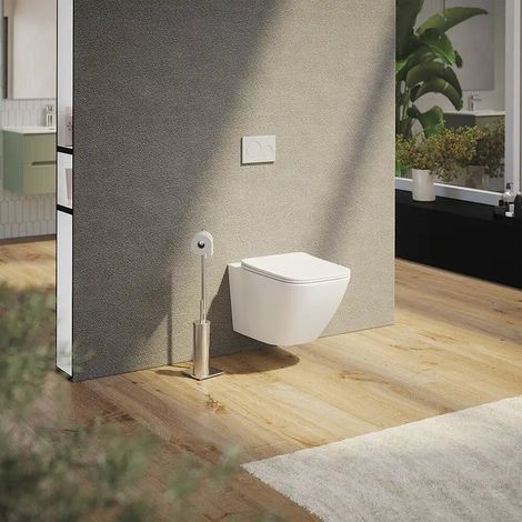 Cuvette suspendue sans rebord en céramique blanche brillante avec siège à fermeture ralentie Venezia (1/4)