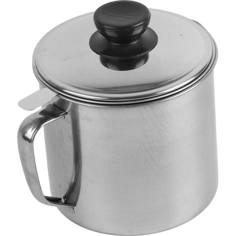 Filtro per olio da 1,3 litri, realizzato in acciaio inox 304, contenitore da cucina a tenuta stagna per uso domestico e professionale. (1/5)