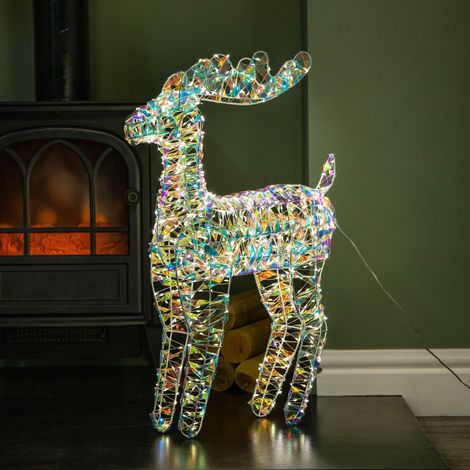 60cm Light up Iridescent Shimmer Christmas Reindeer with 720 Warm White LEDs (1/5)