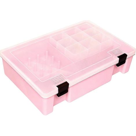 Boîte à fils à coudre, étui de rangement pour bobines, organisateur de bobines transparent, accessoires de couture pour la maison et le bricolage, rose (1/5)