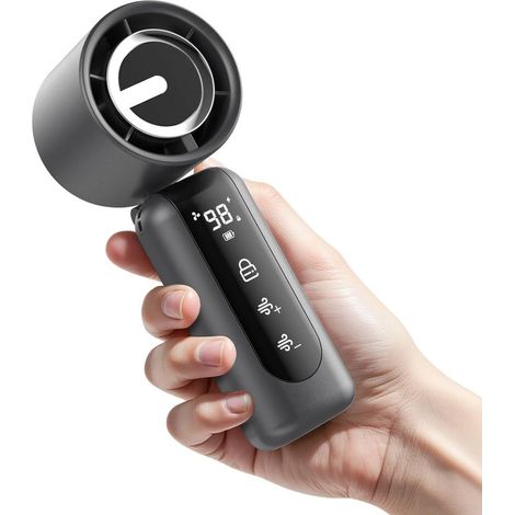 Mini-Ventilator, 100-stufiger Turbo-Ventilator mit einstellbarer Geschwindigkeit, 4000-mAh-Akku, KI-Digitalanzeige, ideales Geschenk für Frauen und Männer, perfekt für Camping und Reisen (1/5)