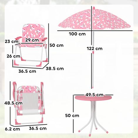 Table et chaises de pique-nique pour enfants (avec parasol rose) (1/5)