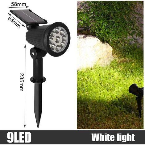 (1 pièce - Lumière blanche) Projecteur solaire orientable à 9 LED, étanche IP65, pour éclairage extérieur paysager et mural. (1/5)