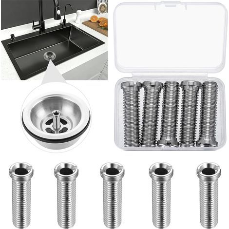 5 Vis Creuses, Acier Inoxydable, Filetage M12, 45 mm, Pour Bonde D'évier, Cuisine Et Restaurant (1/5)