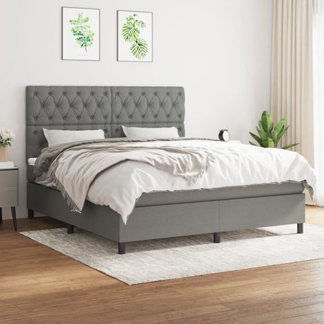 Boxspringbett mit Matratze Dunkelgrau 160x200 cm Stoff (1/5)
