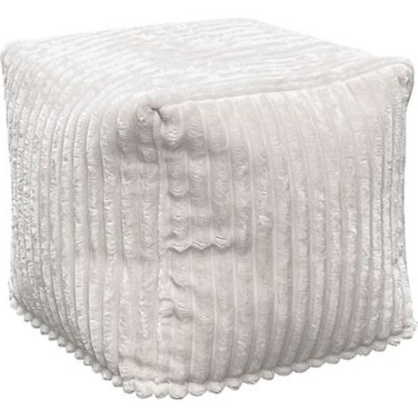 Pouf en velours côtelé blanc Casita LIZARD