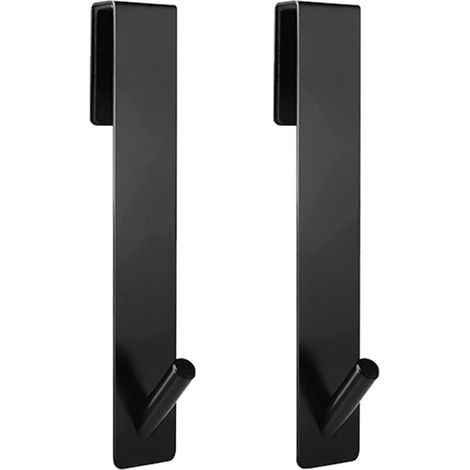MINKUROW Gancho para puerta de ducha, ganchos para puerta de ducha de vidrio sin marco extendido, gancho negro para puerta de ducha para albornoz y afeitadora de toallas (1/5)