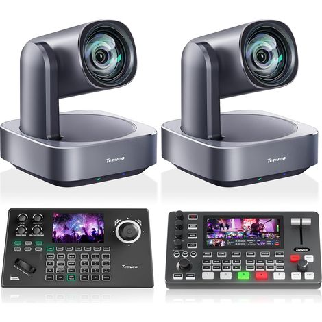 Caméra PTZ et Contrôleur- 4K avec Tracking AI 12X, HDMI/USB3.0/LAN(PoE) Joystick de Contrôle NDI à Écran 5”, Mélangeur Commutateur Vidéo pour Streaming Live (1/5)