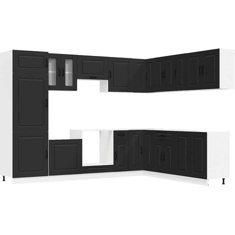 Maison Exclusive - Mueble de cocina Kalmar negra 14 piezas madera (1/5)
