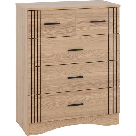Tessa 3+2 Drawer Chest of Drawers - L40 x W100 x H80 cm - Natural Oak