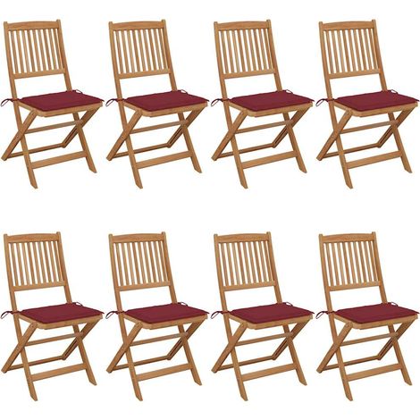 Klappbare Gartenstühle 8 Stk. mit Kissen Massivholz Akazie