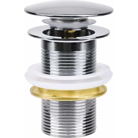 Bonde de Lavabo Standard sans Trop Plein Bonde de Vidage Universel Bonde Pop Up Automatique pour Lavabo en Cuivre Chromé Pour bassin sans trop-plein, (1/5)