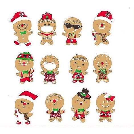 Décorations de Noël en forme de bonhomme en pain d'épice (c, Style) 12 pièces Bd (1/5)