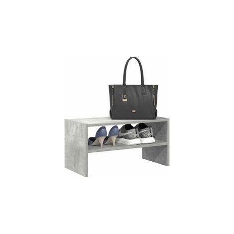 Étagère à chaussures 2 niveaux empilable – Solution Flexible et élégante pour le rangement-Gris béton (1/5)