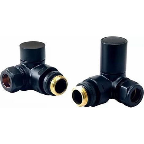 Heatwave Round Black Corner Radiator Valves Pair (1/2)