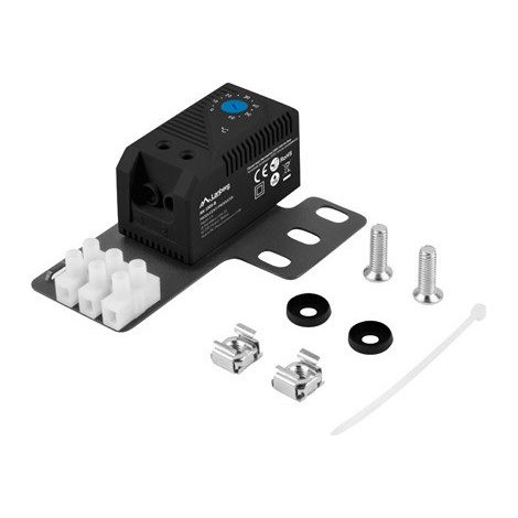 Thermostat de fermeture Lanberg 10A pour armoires avec patte de fixation en rack et connecteur électrique, noir