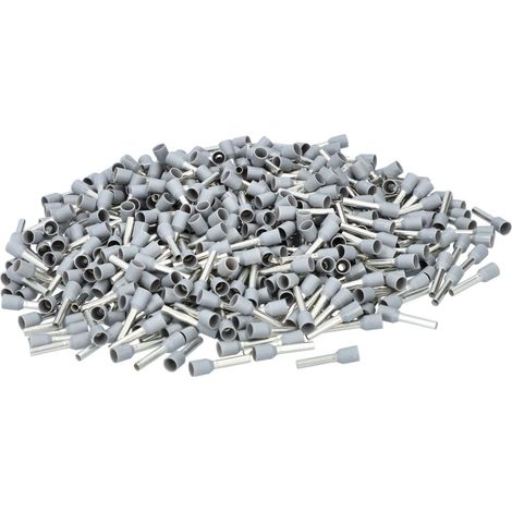 Aderendhülsen 2,5 mm² Länge 12mm isoliert mit Kragen grau Beutel a 500 Stück (1/2)
