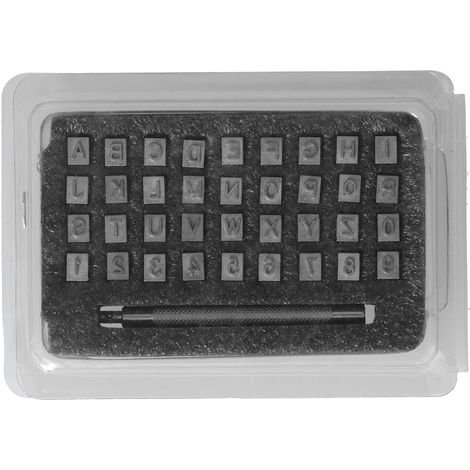 Kit de 37 pièces pour poinçonnage alphabétique, poinçons métalliques pour estampage DIY, marquage clair et usage facile à la maison. (1/5)
