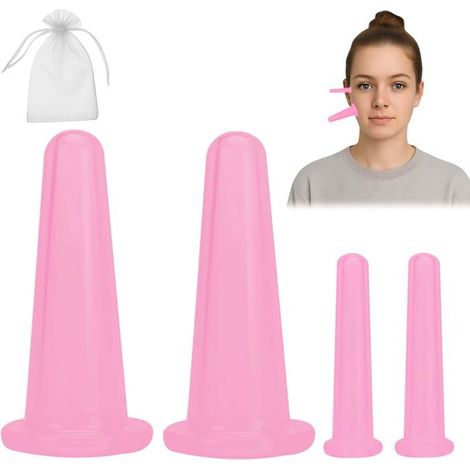 4PCS Ventouse Massage,Cupping Ventouses,Ventouse Visage Anti-Rides,Facial Lift Cup, pour le Massage Ventouses du Visage et Yeux (1/5)