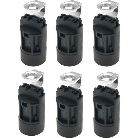 CCYKXA Set of 6 thermoplastic candle holders E14 SES 52 mm high, E14 socket with 1/8IPS Hickey thread (black)